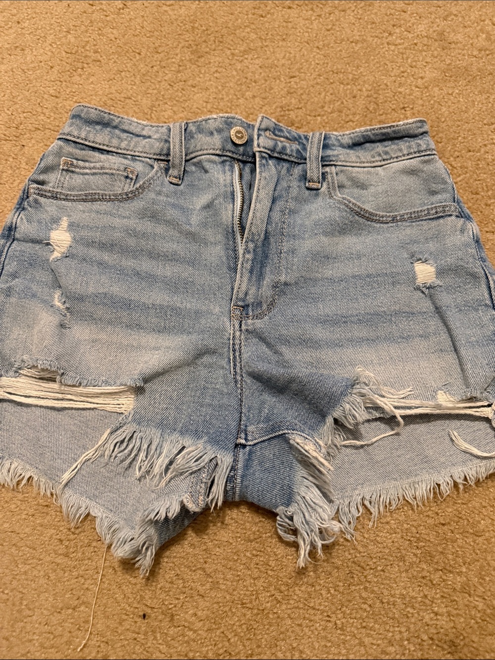 Hollister Light Blue Distressed Denim Cutoff Shorts